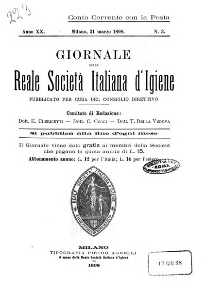 Giornale della Società italiana d'igiene