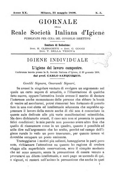 Giornale della Società italiana d'igiene