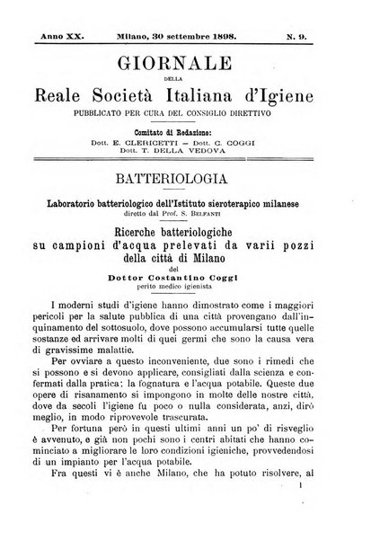 Giornale della Società italiana d'igiene