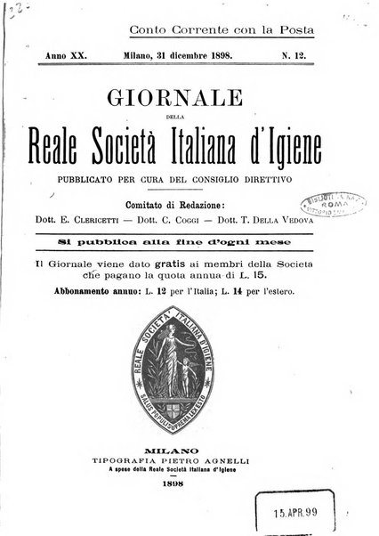 Giornale della Società italiana d'igiene