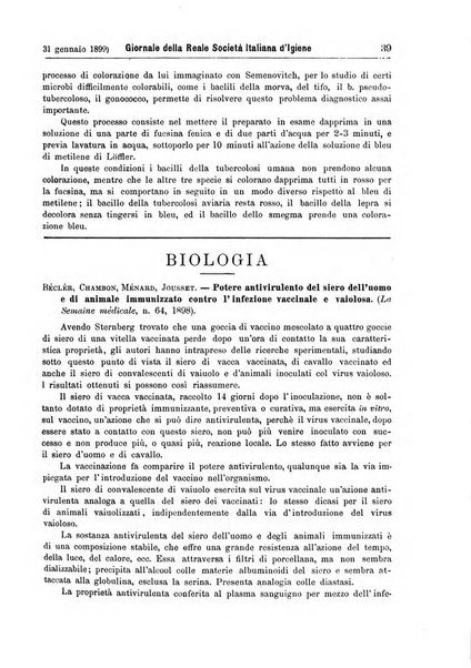 Giornale della Società italiana d'igiene