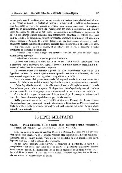 Giornale della Società italiana d'igiene