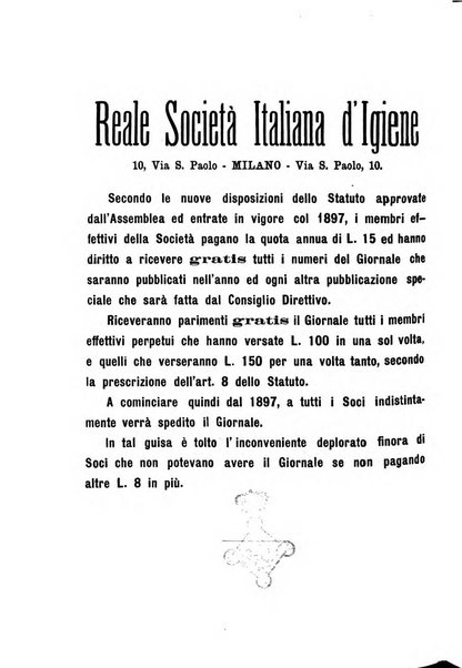 Giornale della Società italiana d'igiene