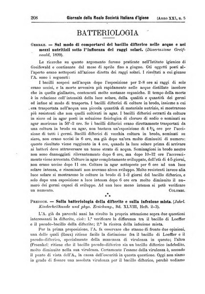 Giornale della Società italiana d'igiene