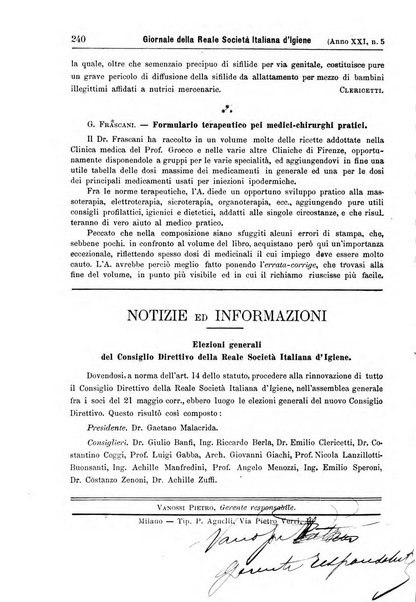 Giornale della Società italiana d'igiene