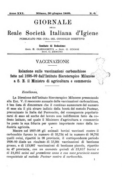 Giornale della Società italiana d'igiene