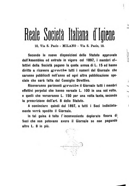 Giornale della Società italiana d'igiene