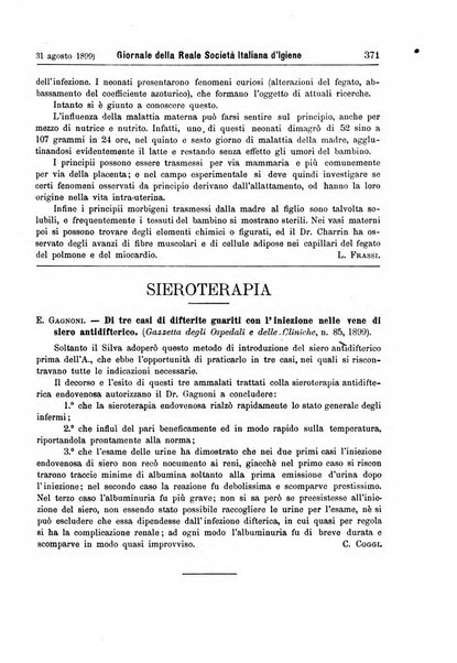 Giornale della Società italiana d'igiene