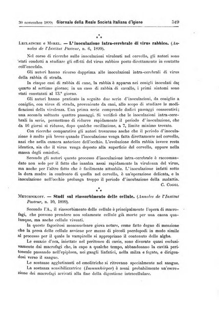 Giornale della Società italiana d'igiene