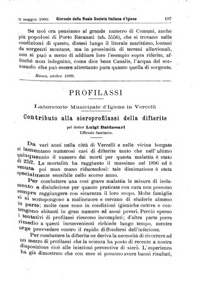 Giornale della Società italiana d'igiene