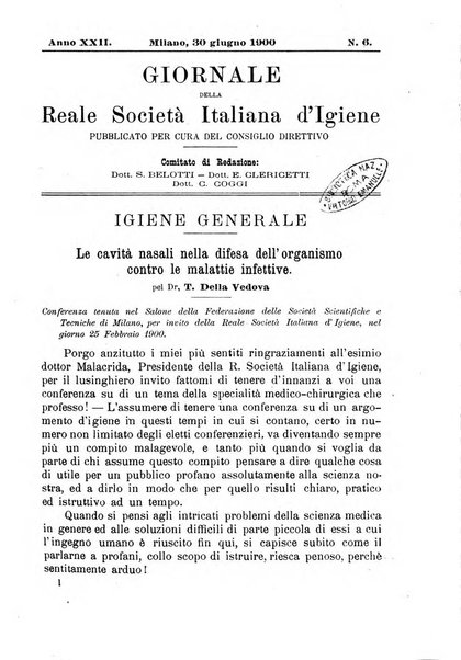 Giornale della Società italiana d'igiene