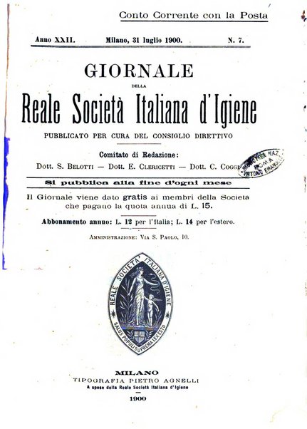 Giornale della Società italiana d'igiene