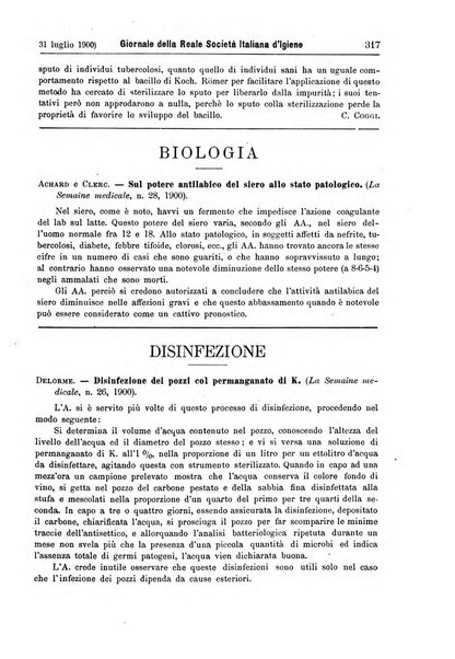 Giornale della Società italiana d'igiene