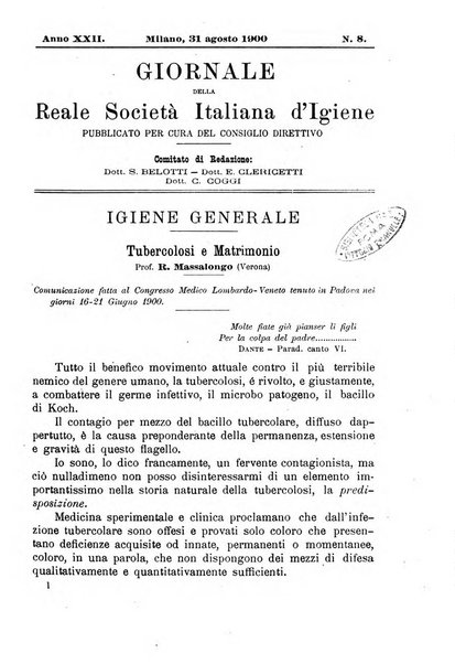 Giornale della Società italiana d'igiene