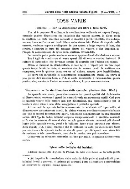 Giornale della Società italiana d'igiene