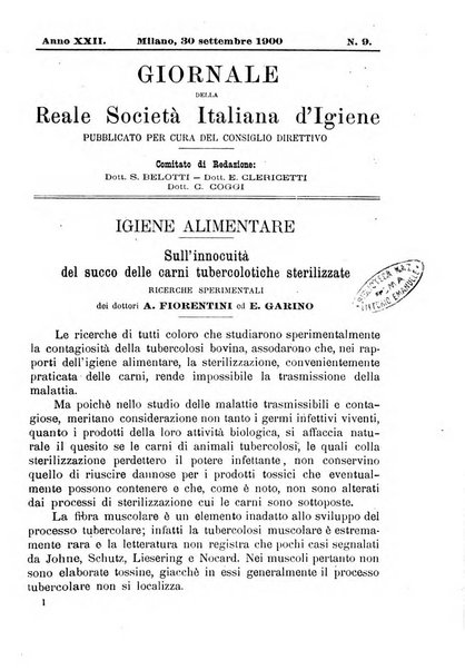 Giornale della Società italiana d'igiene