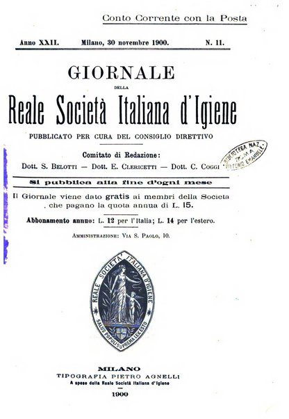 Giornale della Società italiana d'igiene