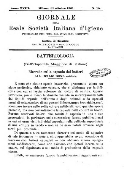 Giornale della Società italiana d'igiene