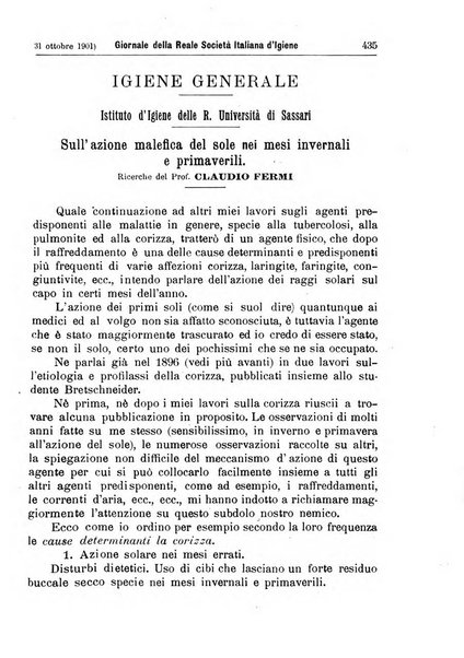 Giornale della Società italiana d'igiene