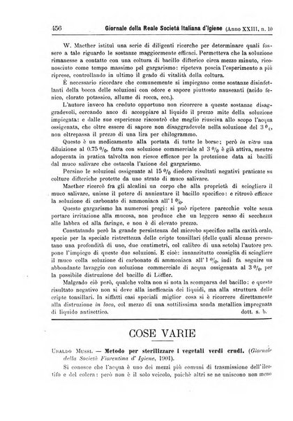 Giornale della Società italiana d'igiene