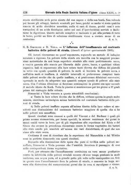 Giornale della Società italiana d'igiene