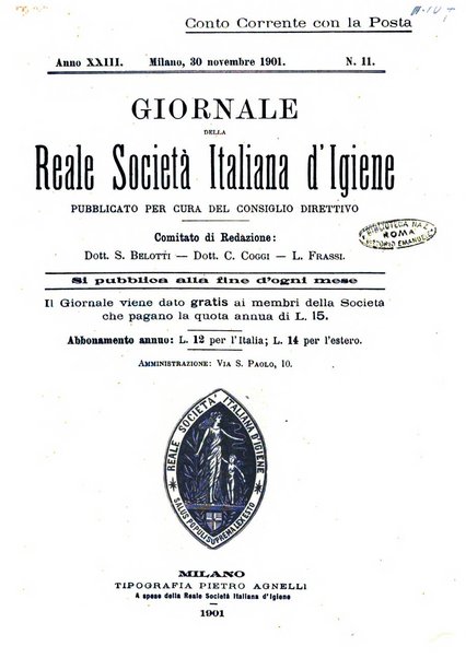 Giornale della Società italiana d'igiene