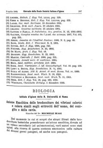 Giornale della Società italiana d'igiene