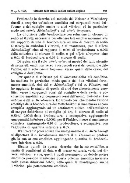 Giornale della Società italiana d'igiene