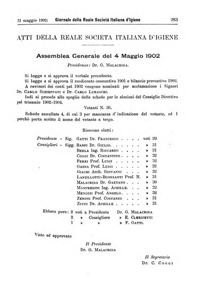 Giornale della Società italiana d'igiene