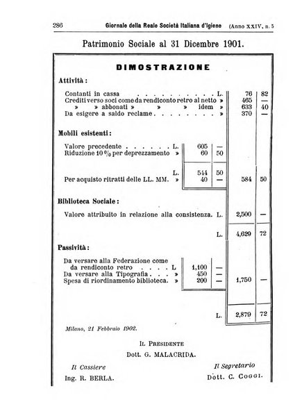 Giornale della Società italiana d'igiene