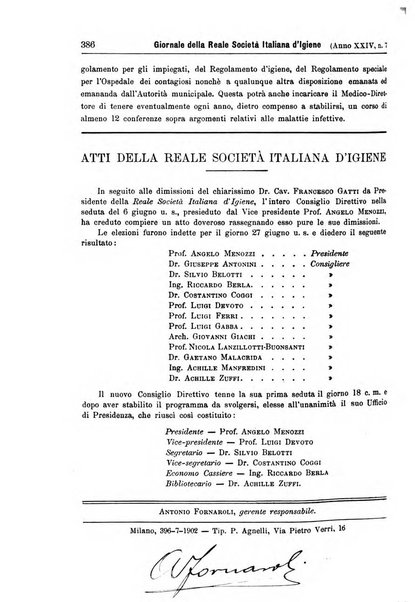 Giornale della Società italiana d'igiene