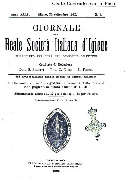 Giornale della Società italiana d'igiene