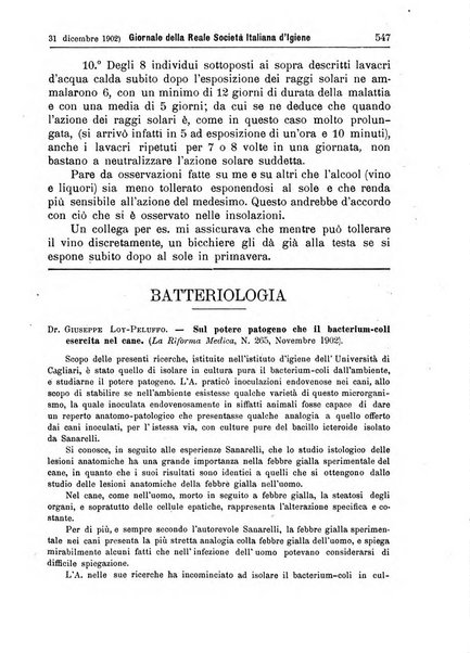 Giornale della Società italiana d'igiene