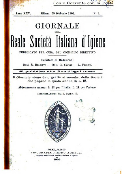 Giornale della Società italiana d'igiene