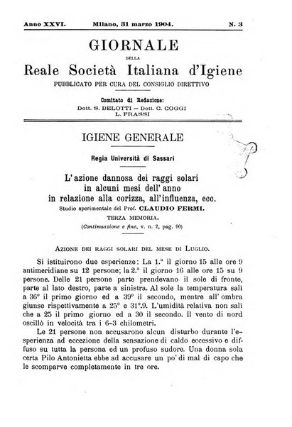 Giornale della Società italiana d'igiene