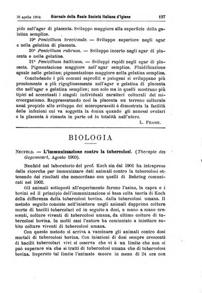 Giornale della Società italiana d'igiene