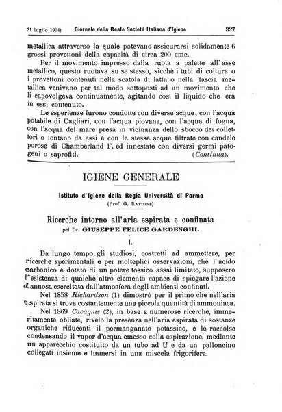 Giornale della Società italiana d'igiene