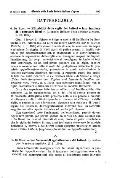 Giornale della Società italiana d'igiene