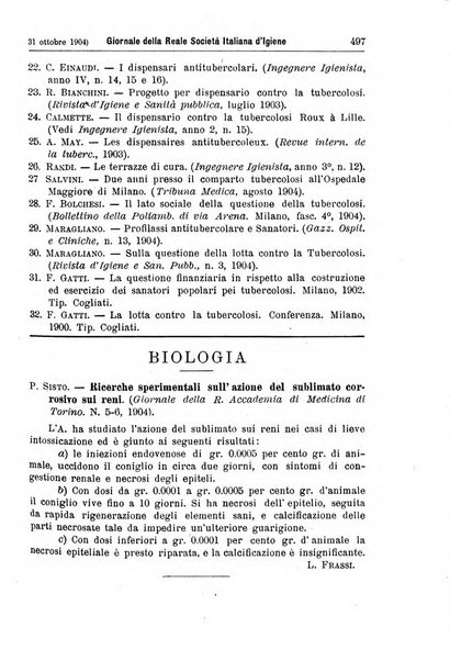 Giornale della Società italiana d'igiene