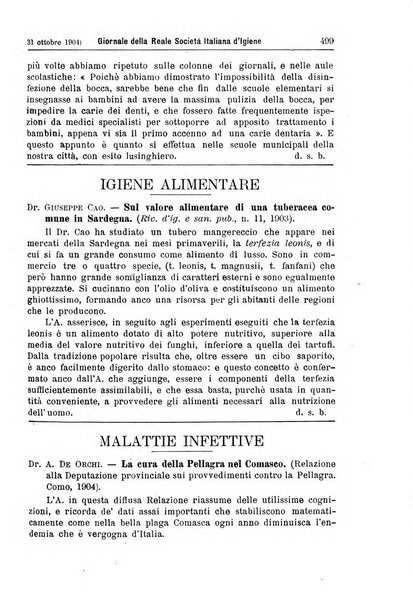 Giornale della Società italiana d'igiene