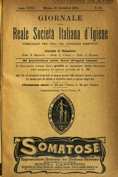 Giornale della Società italiana d'igiene