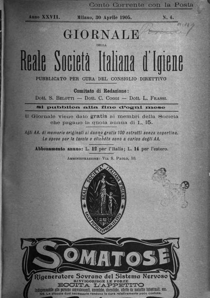 Giornale della Società italiana d'igiene