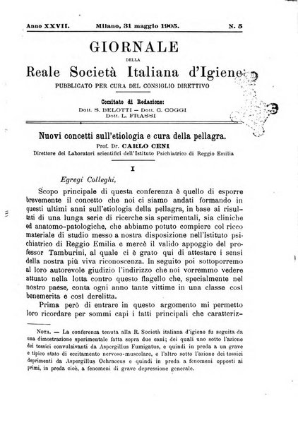 Giornale della Società italiana d'igiene