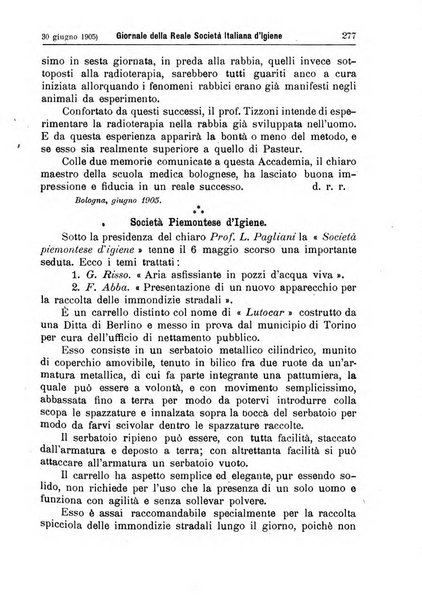 Giornale della Società italiana d'igiene