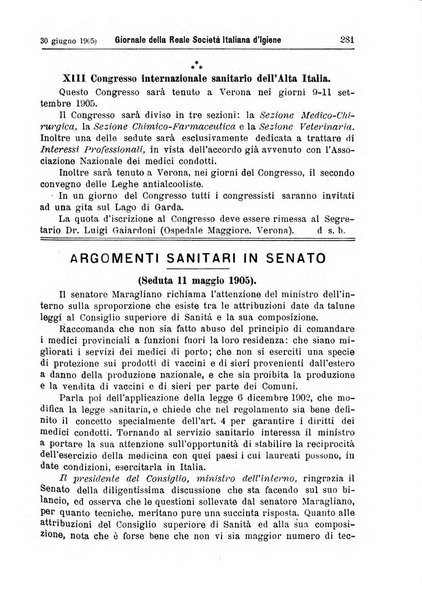 Giornale della Società italiana d'igiene