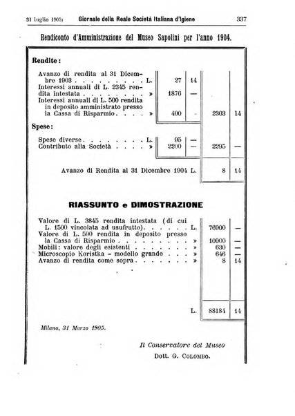 Giornale della Società italiana d'igiene