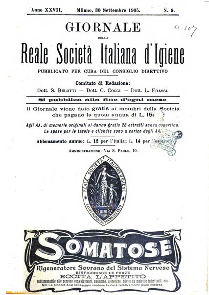 Giornale della Società italiana d'igiene