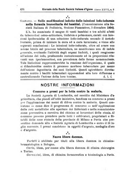 Giornale della Società italiana d'igiene