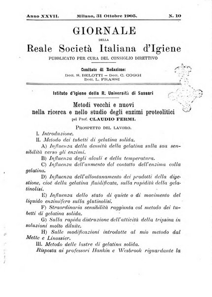 Giornale della Società italiana d'igiene