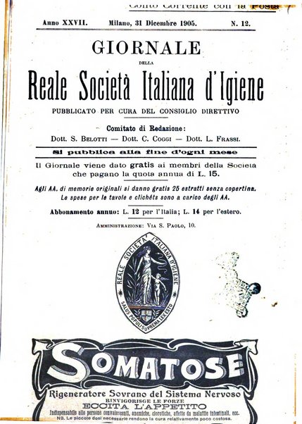 Giornale della Società italiana d'igiene